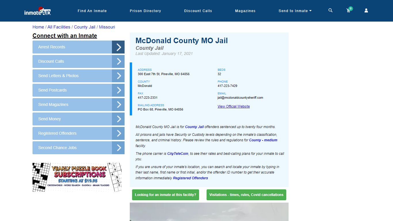 McDonald County MO Jail - Inmate Locator - Pineville, MO