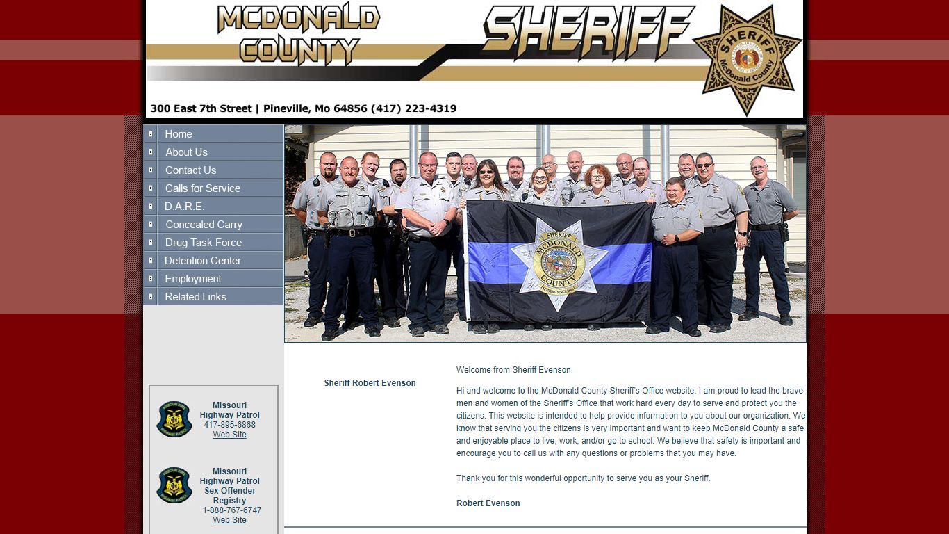Welcome to the McDonald County Sheriff's Office Website
